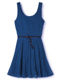 LACE SKATER DRESS & BELT Sleeveless Lined SUMMER Babydoll Crochet *COLOR Choice