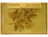12x8 Christmas GLASS CUTTING BOARD / Hot Plate *Poinsettia, Holly, Cardinals NEW