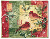15x12 Christmas GLASS COUNTER SAVER BOARD *Happy Holiday, Holly, Cardinals, Joy