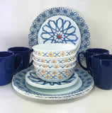 ❤️ 16-pc Corelle AMALFI AZUL DINNERWARE SET Plate Bowl Mugs *Mediterranean Tiles