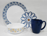 ❤️ 16-pc Corelle AMALFI AZUL DINNERWARE SET Plate Bowl Mugs *Mediterranean Tiles