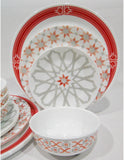 *NEW 16-pc Corelle AMALFI ROSA w/Prairie Garden Red DINNERWARE SET Plates Bowls