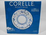 ❤️ 12-pc Corelle ARTEMIS DINNERWARE SET Plates Bowls *Cool Blue Floral Tendrils