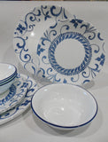 ❤️ 12-pc Corelle ARTEMIS DINNERWARE SET Plates Bowls *Cool Blue Floral Tendrils