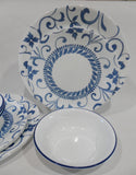 ❤️ 12-pc Corelle ARTEMIS DINNERWARE SET Plates Bowls *Cool Blue Floral Tendrils
