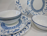 ❤️ 12-pc Corelle ARTEMIS DINNERWARE SET Plates Bowls *Cool Blue Floral Tendrils