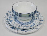 ❤️ 12-pc Corelle ARTEMIS DINNERWARE SET Plates Bowls *Cool Blue Floral Tendrils