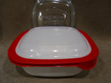3-pc CORELLE 1.5 Qt Simplylite BAKE SERVE STORE White Casserole Dish w/ Glass & Plastic Cover