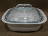 3-pc CORELLE 1.5 Qt Simplylite BAKE SERVE STORE White Casserole Dish w/ Glass & Plastic Cover