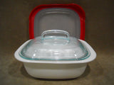 3-pc CORELLE 1.5 Qt Simplylite BAKE SERVE STORE White Casserole Dish w/ Glass & Plastic Cover