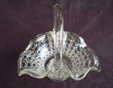 *Mint VTG. Pressed Glass BUBBLE BASKET Ruffled Rim Elegant EASTER Centerpiece