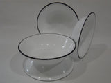 4 Corelle BLACK RIM 10-oz DESSERT BOWLS Fruit Sauce *Strokes Brassier Noir Cusco