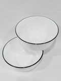 ❤️ 2 BLACK Band CORELLE 28-oz SUPER SOUP BOWLS 6 1/4" Bright Brilliant Onyx Ebony