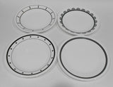 ❤️ NEW 4 Corelle BLACK & WHTE 6 3/4" BREAD PLATES Circles Dots Lace Keyhole