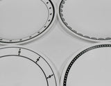❤️ NEW 16-pc Corelle BLACK & WHTE DINNERWARE SET Circles Dots Lace Keyhole