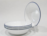 4 Corelle DARK BLUE RIM 10-oz DESSERT BOWLS Fruit Sauce LIA FUSION AMALFI ARTEMIS