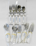 ❤️ 20-pc Corelle BLUE HEARTS Flatware Set *Serrated Knives Stainless Silverware