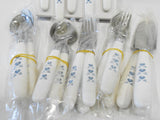 ❤️ 20-pc Corelle BLUE HEARTS Flatware Set *Serrated Knives Stainless Silverware