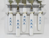 ❤️ 20-pc Corelle BLUE HEARTS Flatware Set *Serrated Knives Stainless Silverware
