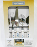 ❤️ 20-pc Corelle BLUE HEARTS Flatware Set *Serrated Knives Stainless Silverware