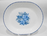 ❤️ Corelle BLUE VELVET 12x10 SERVING PLATTER Meat Plate Entrée Tray *Rose Motif Floral