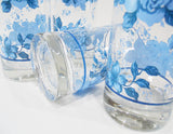 4 *NEW Corelle BLUE VELVET 16-oz GLASSES Glassware Cooler Tumblers FLORAL ROSES