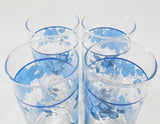 4 *NEW Corelle BLUE VELVET 16-oz GLASSES Glassware Cooler Tumblers FLORAL ROSES