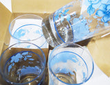 4 *NEW Corelle BLUE VELVET 16-oz GLASSES Glassware Cooler Tumblers FLORAL ROSES