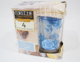 4 *NEW Corelle BLUE VELVET 16-oz GLASSES Glassware Cooler Tumblers FLORAL ROSES