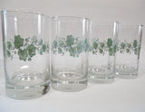 ❤️ 4 NEW Corelle CALLAWAY 7-oz JUICE GLASSES *Green Ivy Weighted Bottoms "Crisa"