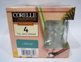 ❤️ 4 NEW Corelle CALLAWAY 7-oz JUICE GLASSES Green Ivy Weighted Bottom Drinkware
