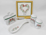 ❤️ 6-pc Corelle CALLAWAY RIBBONS Holiday TABLETOP SET *Spoon Rest Napkin Shakers