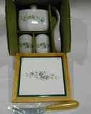 ❤️ NEW 6-pc Corelle CALLAWAY IVY Tabletop Set *Trivet Spoon Rest Napkin Holder Shakers