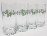 4 NEW Corelle CALLAWAY 16-oz GLASSES Glassware Cooler Tumblers Green Ivy Leaves