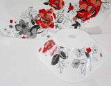 🌹 16-pc Corelle CHELSEA ROSE Square DINNERWARE SET *Red Black Grey Floral