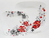 🌹 16-pc Corelle CHELSEA ROSE Square DINNERWARE SET *Red Black Grey Floral