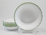 ❤️ 5 HTF Corelle CHUTNEY 10-oz DESSERT BOWLS Sauce Fruit *Swirls w/Green Rim