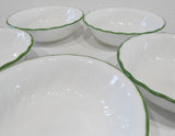 ❤️ 5 HTF Corelle CHUTNEY 10-oz DESSERT BOWLS Sauce Fruit *Swirls w/Green Rim