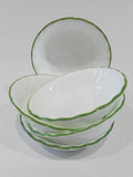 ❤️ 5 HTF Corelle CHUTNEY 10-oz DESSERT BOWLS Sauce Fruit *Swirls w/Green Rim