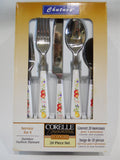 ❤️ New 20-pc Corelle CHUTNEY FRUIT HARVEST Stainless FLATWARE SET Apples Pears