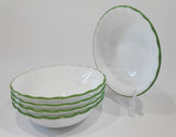 ❤️ 5 HTF Corelle CHUTNEY 10-oz DESSERT BOWLS Sauce Fruit *Swirls w/Green Rim