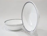 4 Corelle CITY BLOCK 10-oz Dessert Fruit BOWLS *Double Black Band Striped Rim