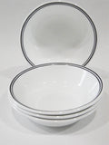 4 Corelle CITY BLOCK 10-oz Dessert Fruit BOWLS *Double Black Band Striped Rim
