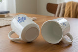 ❄️ 2 CORELLE Corningware 1970's BLUE CORNFLOWER 4" MUGS Straight Sided Pyroceram