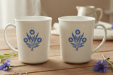 ❄️ 2 CORELLE Corningware 1970's BLUE CORNFLOWER 4" MUGS Straight Sided Pyroceram