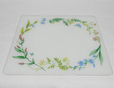 Corelle MY GARDEN 15x12 COUNTER SAVER Tempered Glass Colorful Border Summer Florals