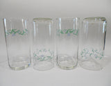 ❤️ 4 Corelle COUNTRY COTTAGE 16-oz GLASSES Straight Sides Cooler Tumblers Hearts Vines