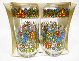 ❤️ 4 NEW Corelle COUNTRY FESTIVAL 16-oz GLASSES Friendship Blue Birds TUMBLERS Libbey