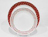 ❤️ NEW 12-pc Corelle CRIMSON TRELLIS DINNERWARE SET Dinner Lunch PLATES & BOWLS