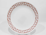 ❤️ 1 Corelle CRIMSON TRELLIS Choose DINNER or LUNCH PLATE *Red Hot Retro Geometric